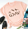 peach tee black text