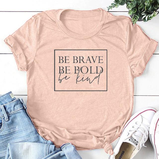 Be Brave Be Bold Be Kind Christian Statement Shirt-unisex-wanahavit-peach tee black text-L-wanahavit