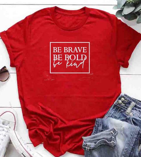 Be Brave Be Bold Be Kind Christian Statement Shirt-unisex-wanahavit-red tee white text-L-wanahavit