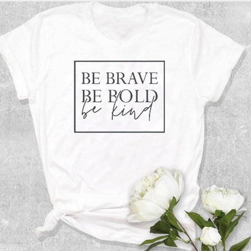Load image into Gallery viewer, Be Brave Be Bold Be Kind Christian Statement Shirt-unisex-wanahavit-white tee black text-L-wanahavit
