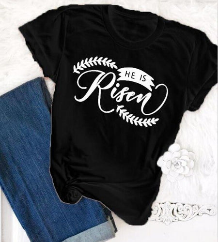 He is Risen Christian Statement Shirt v1-unisex-wanahavit-black tee white text-L-wanahavit