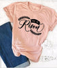 peach tee black text