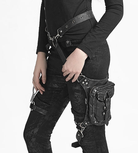 PU Leather Biker Drop Leg Fanny Pack Hip Belt Crossbody Bag-women-wanahavit-wanahavit