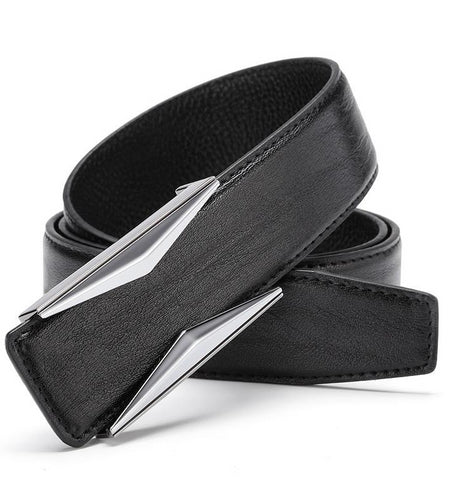 Gold & Silver Buckle Soft Genuine Leather Belts-men-wanahavit-LU567 Black-105CM-wanahavit