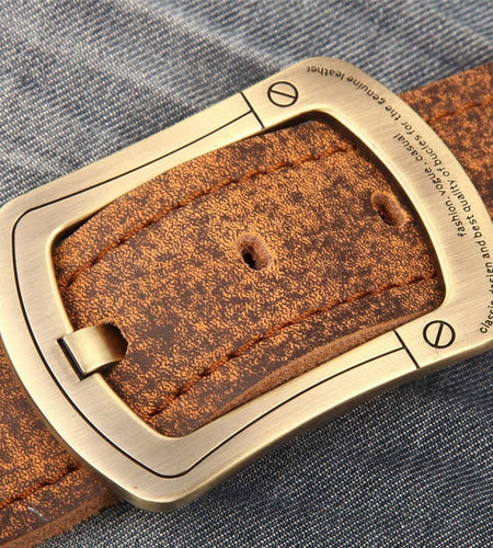 Retro Vintage Cowboys Genuine Leather Belt-men-wanahavit-QFS01 Gold-100cm-wanahavit