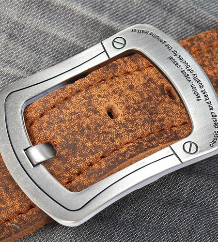 Retro Vintage Cowboys Genuine Leather Belt-men-wanahavit-QFS01 Sliver-100cm-wanahavit