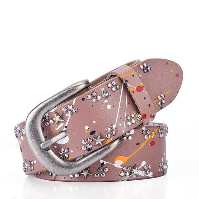 Rivet Inlay Vintage Luxury Designer Belt-women-wanahavit-CM7057 Pink-95CM-wanahavit
