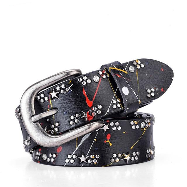 Rivet Inlay Vintage Luxury Designer Belt-women-wanahavit-CM7057 Black-95CM-wanahavit