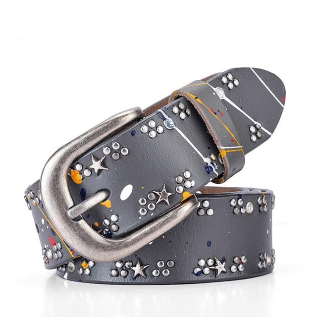 Rivet Inlay Vintage Luxury Designer Belt-women-wanahavit-CM7057 Gray-95CM-wanahavit