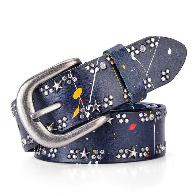 Rivet Inlay Vintage Luxury Designer Belt-women-wanahavit-CM7057 Blue-95CM-wanahavit