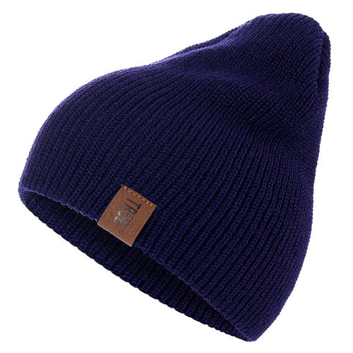 Load image into Gallery viewer, True PU Letter Casual Warm Knitted Winter Beanie-unisex-wanahavit-Navy Blue-54cm-60cm-wanahavit
