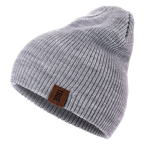 Load image into Gallery viewer, True PU Letter Casual Warm Knitted Winter Beanie-unisex-wanahavit-Light Gray-54cm-60cm-wanahavit
