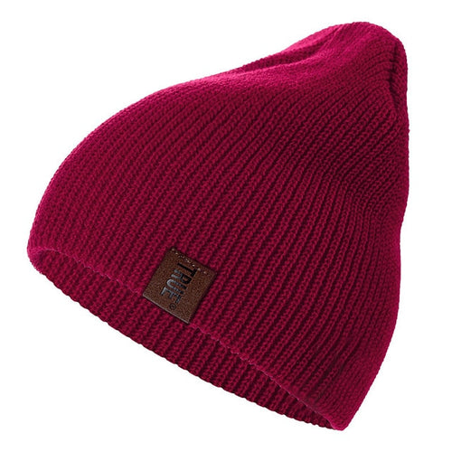 Load image into Gallery viewer, True PU Letter Casual Warm Knitted Winter Beanie-unisex-wanahavit-Wine Red-54cm-60cm-wanahavit
