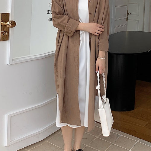 Load image into Gallery viewer, S-2XL Spring Casual Patchwork Cotton Collar Loose Long Sleeve Long Shirt Dress
