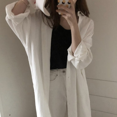 Load image into Gallery viewer, S-2XL Spring Casual Patchwork Cotton Collar Loose Long Sleeve Long Shirt Dress
