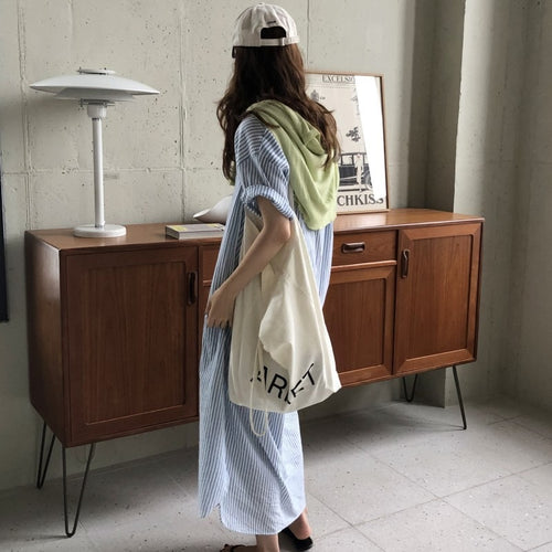 Load image into Gallery viewer, S-2XL Spring Casual Patchwork Cotton Collar Loose Long Sleeve Long Shirt Dress
