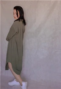 Load image into Gallery viewer, S-2XL Spring Casual Patchwork Cotton Collar Loose Long Sleeve Long Shirt Dress
