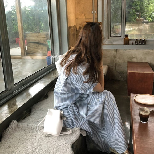 Load image into Gallery viewer, S-2XL Spring Casual Patchwork Cotton Collar Loose Long Sleeve Long Shirt Dress
