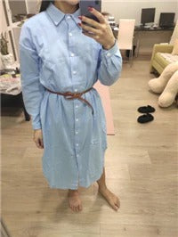 S-2XL Spring Casual Patchwork Cotton Collar Loose Long Sleeve Long Shirt Dress