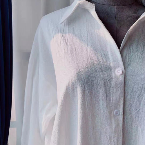 Load image into Gallery viewer, S-2XL Spring Casual Patchwork Cotton Collar Loose Long Sleeve Long Shirt Dress
