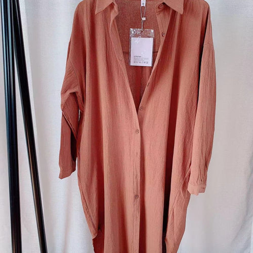 Load image into Gallery viewer, S-2XL Spring Casual Patchwork Cotton Collar Loose Long Sleeve Long Shirt Dress
