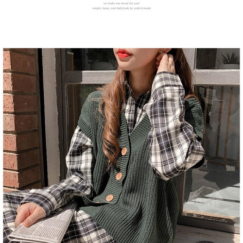 Load image into Gallery viewer, Plus Size Spring Boho Plaid Vintage Printed Long Sleeve Dress
