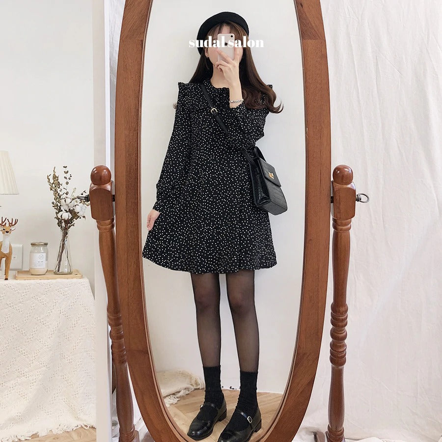S-XL Plus Size gothic Vintage oversize long Sleeve dress
