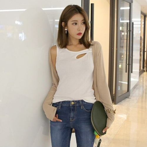 Load image into Gallery viewer, Hollow-out Split Leakage Shoulder Casual Sleeveless
