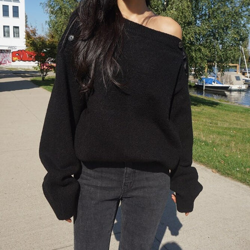 Load image into Gallery viewer, Thick Winter Slash neck pullover Elegant Knitted Oversize Sweater
