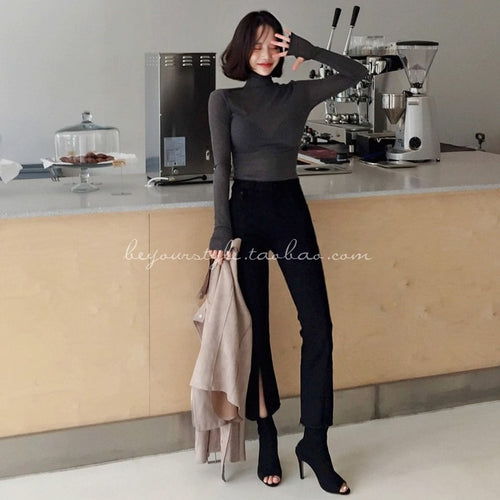Load image into Gallery viewer, Turtleneck Sexy Basic Korean Style Long Sleeve
