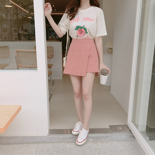 Load image into Gallery viewer, Two piece Suit Summer short sleeve Cotton Plus Size Mini Skirt + Tees
