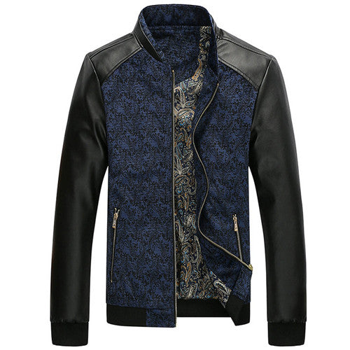 Load image into Gallery viewer, Biker Patchwork Leather Jacket-unisex-wanahavit-Blue-M-wanahavit

