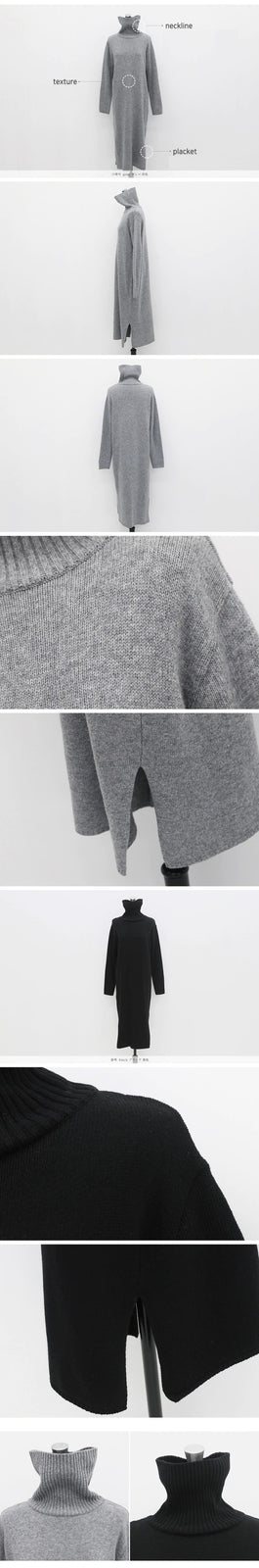 Warm Turtleneck Thick Knitted Winter Sweater Loose Long Sleeve Dress