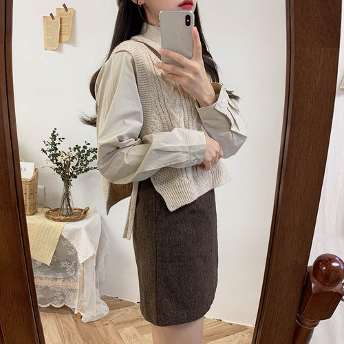 Load image into Gallery viewer, O-neck Autumn Winter Short Knitted Sleeveless Warm Casual oversize Pullover vest sweater
