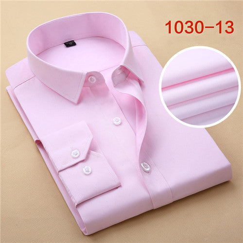 High Quality Solid Long Sleeve Shirt #103XX-men-wanahavit-Pink-S-wanahavit