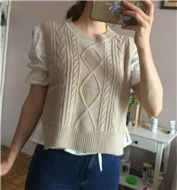 side cut loose sleeveless sweater knitted Vintage wool vest